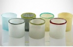 hand blown glass powder finish candle holder