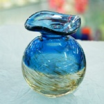 blue/golden line glass perfume bottle