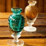 aqua/amber etching texture perfume bottle