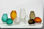 etching texture handmade  glass bud vase